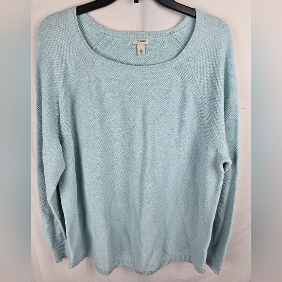 L.L. Bean Teal Blue Crew Neck Long Sleeve Sweater Sz 2X - Picture 2 of 8